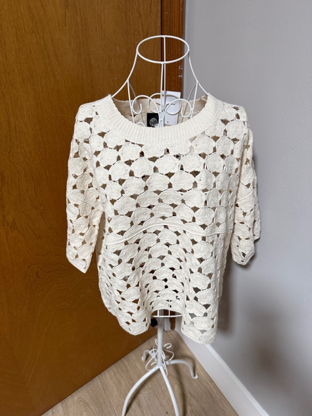 bobeau Cream Open-Weave Short Sleeve Sweater (Nordstrom)